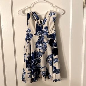 Lulu’s White and Blue Floral Mini Dress